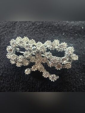 Rhinestone Bow Brooch - Sparkling Clear Crystal